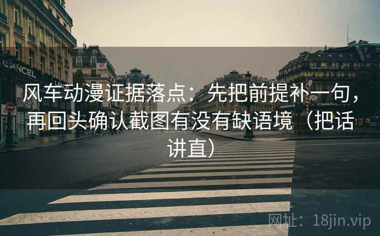 风车动漫证据落点：先把前提补一句，再回头确认截图有没有缺语境（把话讲直）